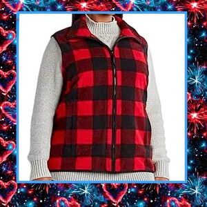 🌹🆕🌹Amazon Essentials Red and Black Buffalo Plaid/Checkered Vest-Size XXL